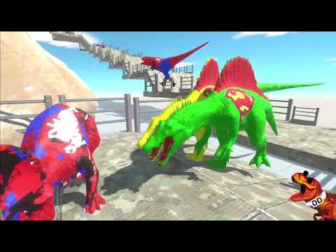 Dinosaurs DARK SPINOSAURUS vs SPIDERMAN MEGALODON DEATH RUN   Animal Revolt Battle Simulator