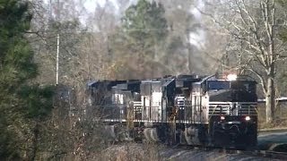preview picture of video 'Norfolk Southern 66M EB Cement Train w/ Cool Crew!! Winston,Ga 12-11-2013©'