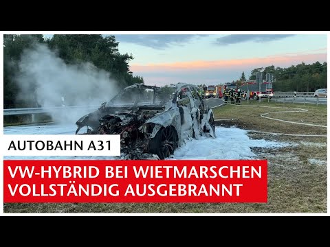 A31 Autobahn: VW hybrid burns out near Wietmarschen – exit and lane closed | GN-Online