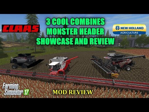 Farming Simulator 17 - 3 Great combines Showcased and Reviewed Plus Monster Header "Mod Review"