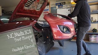 NC Miata 101 | How to Remove Front Bumper and Headlights / Bulbs