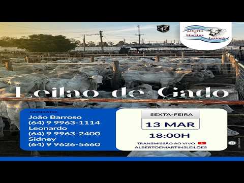 LEILÃO ALBERTO e MARTINS 13/03/2026 AS 18:00 hs em Cachoeira Alta Go.