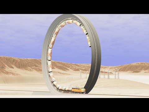 Trains vs Vertical loop - Beamng Drive