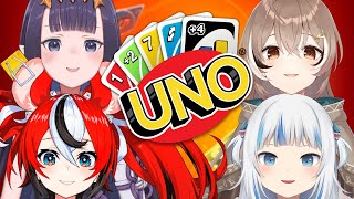 Thumbnail for 【UNO】IT'S TIME TO D-D-D-DUEL ! ft. Ina, Gura, Mumei and Bae