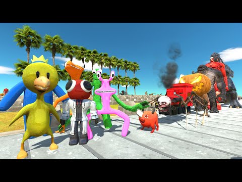 X6 Rainbow Friends COCONUT ISLAND DEATH RUN - Animal Revolt Battle Simulator