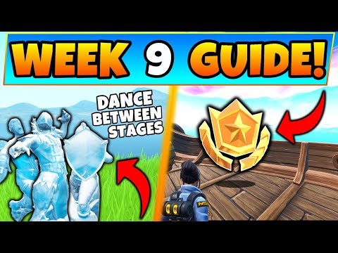 fortnite week 9 challenges ice sculptures battle star dinosaurs battle royale season 8 guide thellamasir - fortnite troll run code lachlan