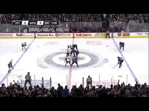 Blake Wheeler EN goal 25 Jan 2013 Pittsburgh Penguins vs Winnipeg Jets NHL Hockey