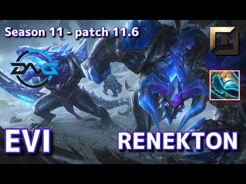 【韓国サーバー/C1】DFM Evi レネクトン(Renekton) VS ケネン(Kennen) TOP - Patch11.6 KR Ranked【LoL】