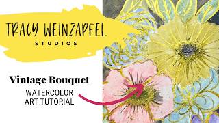 Watercolor Florals with Gold (Art Journal Tutorial Using Vintage Pastels)