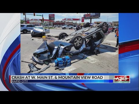 Vehicle ends up on roof in Rapid City crash