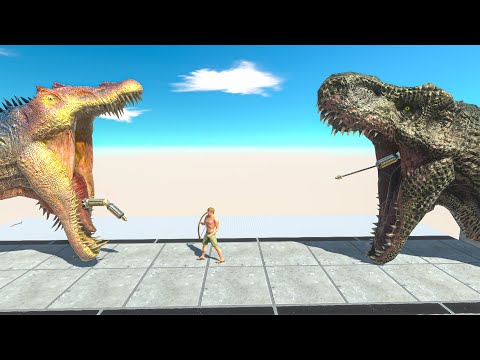 Spino vs T rex Trying To Eat Food - Animal Revolt Battle Simulator