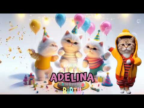 ADELINA HAPPY BIRTHDAY SONG - HAPPY BIRTHDAY ADELINA | Happy Birthday With Cat Names
