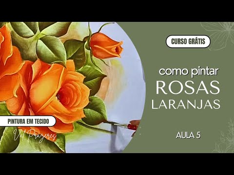Fabric Painting: How to paint orange roses step by step | Lesson 05