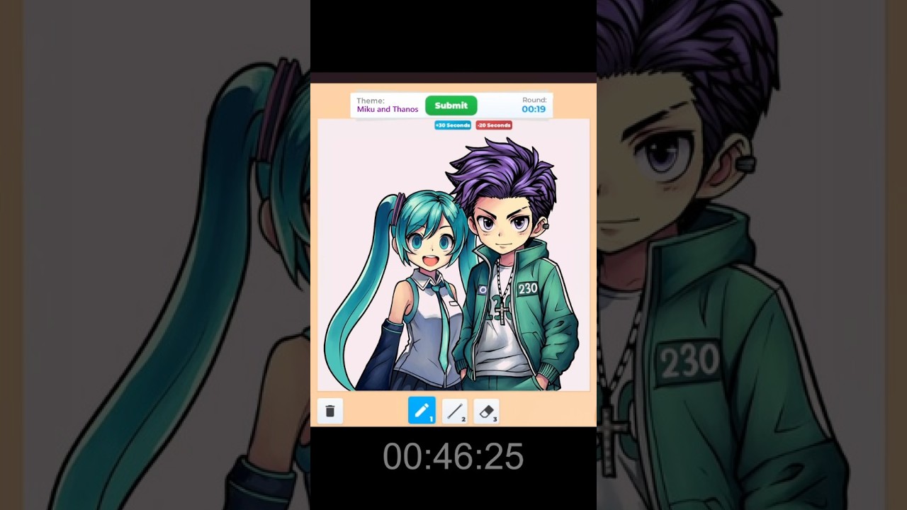 Let's draw Miku & Thanos from Squid Game Season 2 in Roblox Speed Draw