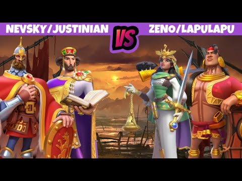 Nevsky/Justinian (Rally) vs. Zenobia/Lapulapu (Garrison) | Rise of Kingdoms Test