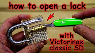 How to open a lock with mini Swiss Army Knife Victorinox Classic SD