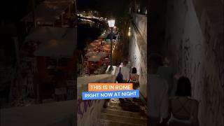Restaurants and markets on the Tiber River in Rome at night