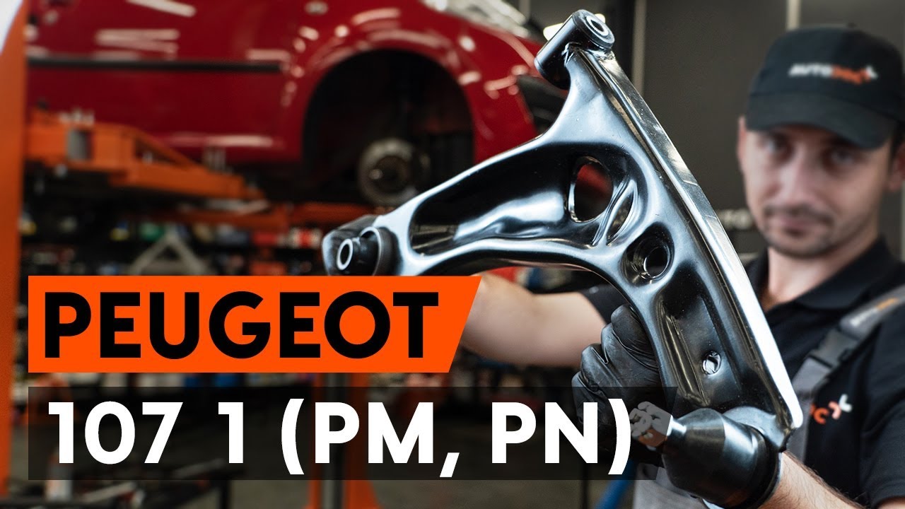 Kaip pakeisti Peugeot 107 PM PN priekinė apatinė svirtis - keitimo instrukcija