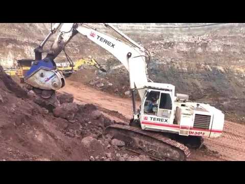 Terex RH30 Excavator Working With Xcentric Ripper XR80 - Sotiriadis Mining Works