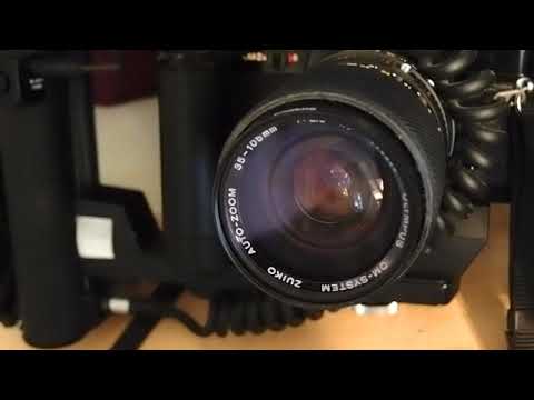 Olympus OM-4 OM-2n with Power Bounce Grip T-32 Flash and Winder