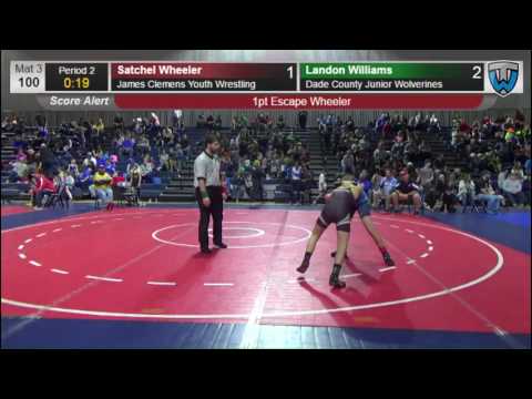 100 Satchel Wheeler James Clemens Youth Wrestling vs Landon Williams Dade County Junior Wolverines 3