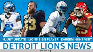 Bad Injury News For Lions LB, RB Kareem Hunt Visits, Lions Sign Center + Kerby Joseph Update