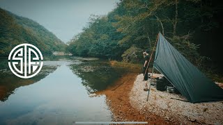 【湖畔キャンプ】#7 クッカーでホテルパンケーキに挑戦。【秘境】牛蛙のオーケストラ付き【ブラックキャンプ】Challenge to hotel pancakes