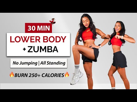 Day 2: 30 MIN LOWER BODY + ZUMBA DANCE WORKOUT 🔥 No Jumping, All Standing, No Equipment, Beginner