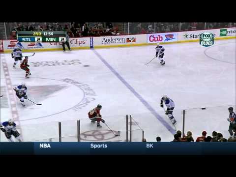 Matt Moulson tip in goal 2-2 St. Louis Blues vs Minnesota Wild 3/9/14 NHL Hockey.