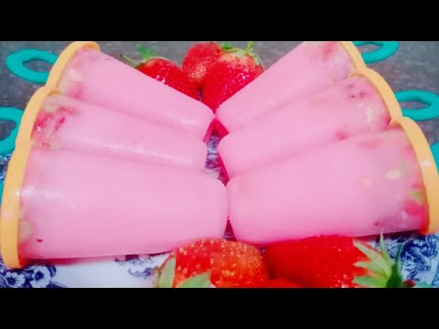 🍓 Strawberry Ice Lolly Recipe at Home | Easy Koleti Ice | Summer Special Ice Lollies ll