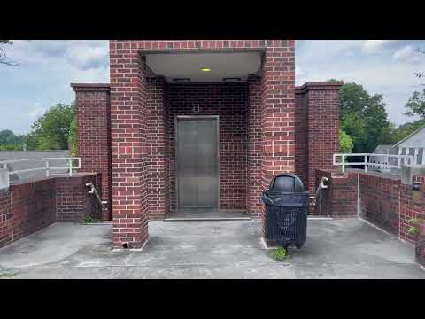 Side Doors! Neat Dover Impulse Hydraulic Glass Elevator at Wallace Parking Deck in Chapel Hill, NC.