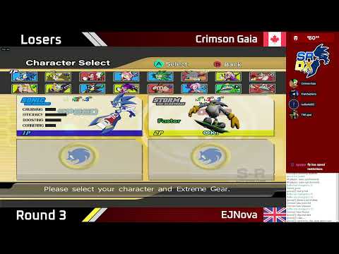 FBOpen8 | Crimson Gaia vs EJNova | Losers Round 3 | Sonic Riders DX 1.0.1 Online Tournament
