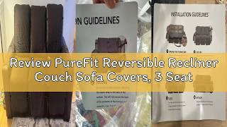 Review PureFit Reversible Recliner Couch Sofa Covers, 3 Seat, Gray/Light Gray