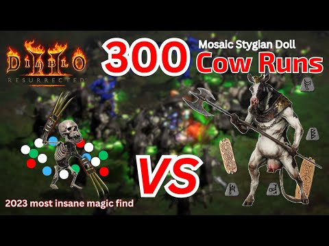 300 COW RUNS with Delirium Mosaic Stygian Doll Assassin - Diablo 2 resurrected