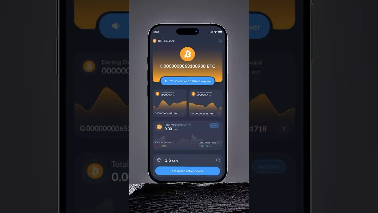 Crypto mining app design. Bitcoin Mining App 2025 🔥 #crypto #mobileapp  #uiuxdesign #btcmining