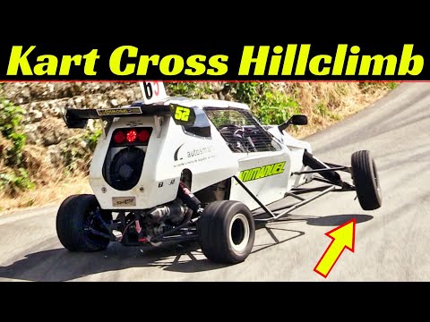 4x CRAZY 600cc Kart Cross at Slalom & Hillclimb Races - 16.000 rpm MotorBike Engine Screen & Show!