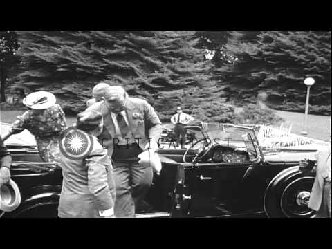 Sergeant Alvin York and his wife and sons visit the White House, Washington, DC HD Stock Footage