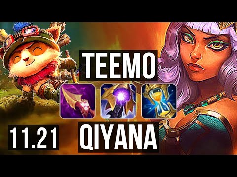 TEEMO vs QIYANA (TOP) | 1.5M mastery, 500+ games, 7/2/6, Dominating | KR Diamond | 11.21