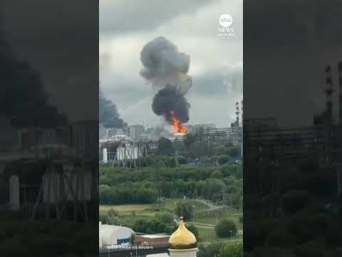 Fuel storage tank's lid blown off as Moscow refinery targeted by Ukraine