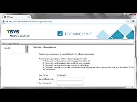 Tsys Infocenter Initial Logon
