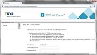 TSYS InfoCenter: Initial Logon