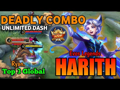 MVP!!! Harith Deadly Combo Unlimited Dash- Top 3 Global Harith by Ryan. ~ mobile legends