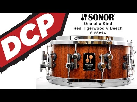 Sonor One of a Kind Snare Drum Red Tigerwood over Beech Shell - 14x6.25