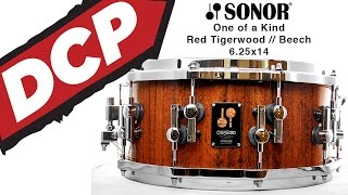 Sonor One of a Kind Snare Drum Red Tigerwood over Beech Shell - 14x6.25