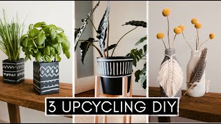 3 Upcycling Ideen - DIY Kräutertopf aus Milchtüten, Vasen aus alten Flaschen & Blumentopf bemalen