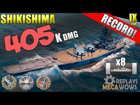 DAMAGE RECORD! Shikishima 2 Kills & 405k Damage | World of Warships Gameplay 4k