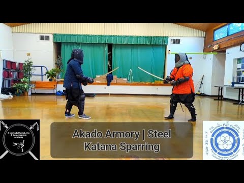 Steel Katana Sparring | Akado Armory | Thomas (blue) vs Beeson (orange)