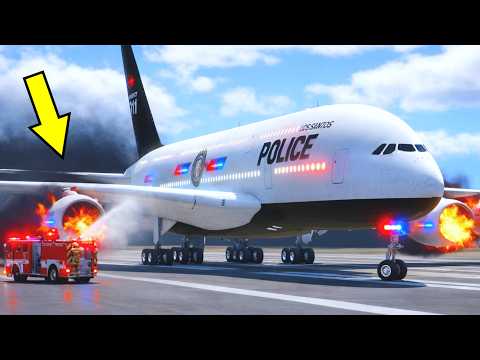Police Plane Makes Emergency Landing At Airport After Three Engine Failure | GTA 5
