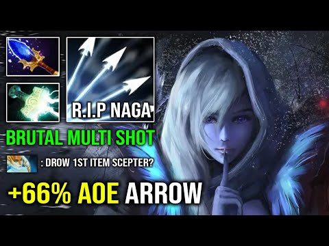 +66% MULTISHOT CANCER 1st Item Scepter Drow Ranger Brutal AOE Damage Deleted Naga Dota 2