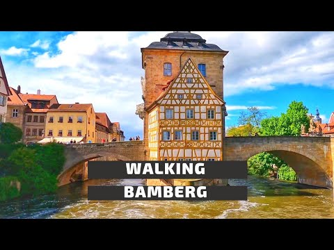 Bamberg Walking.Historical town hall in Bamberg. Walking Germany. A live tour of Bamberg.
